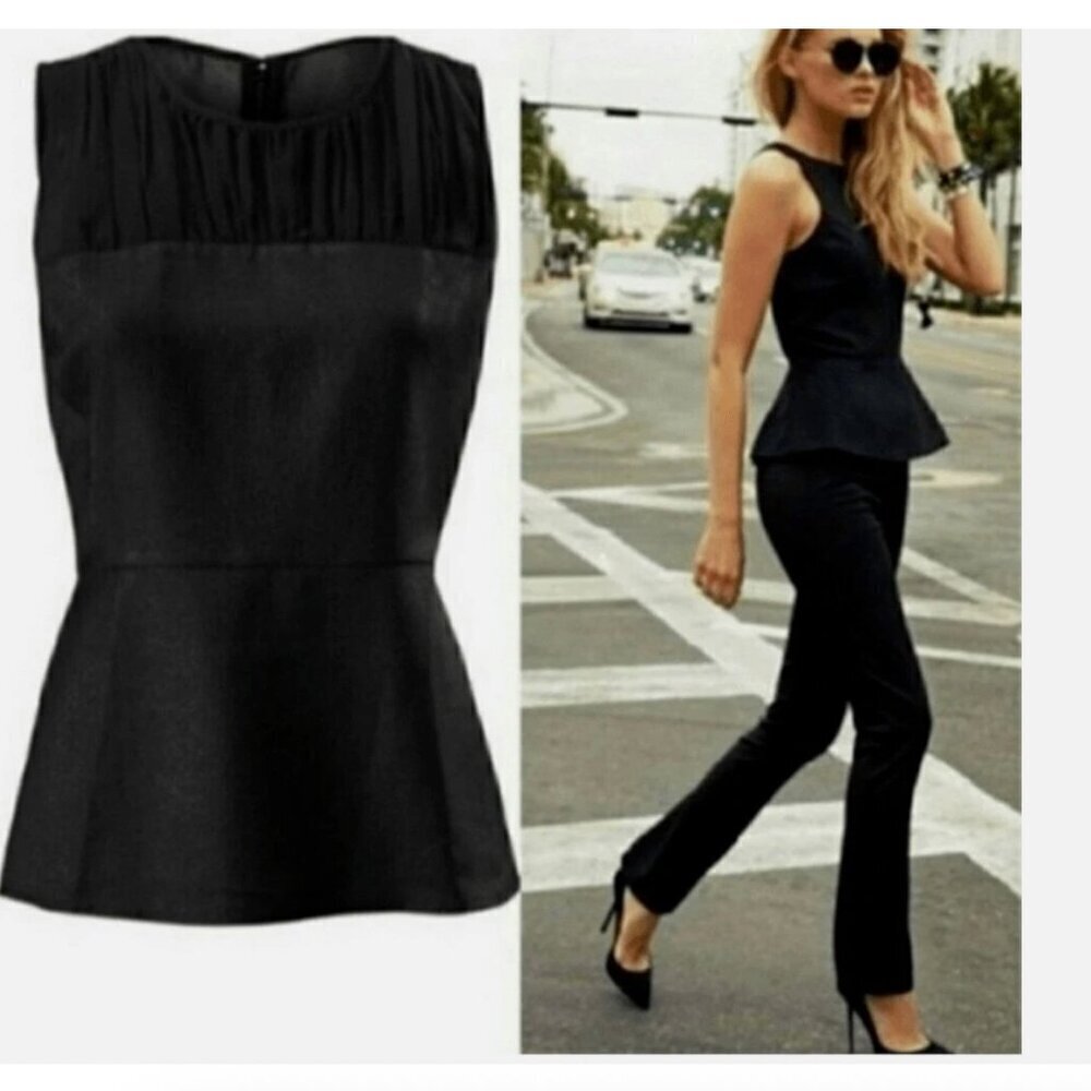 CAbi Black Peplum Blouse Top #3080